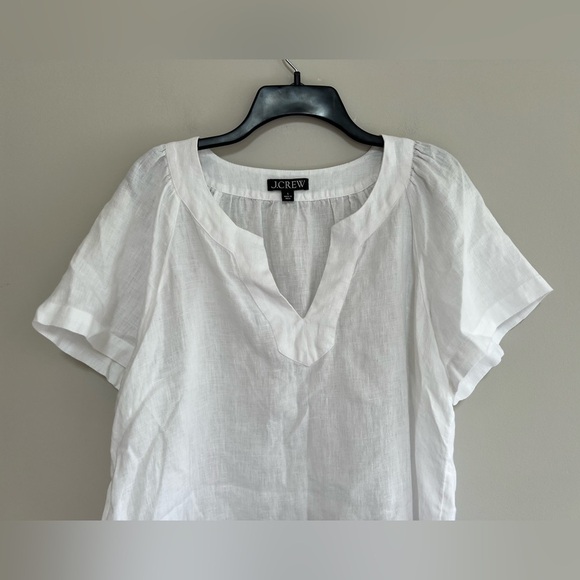 J. CREW Short Flutter Sleeve 100% Linen V-Neck Top in White, size S - Picture 9 of 9